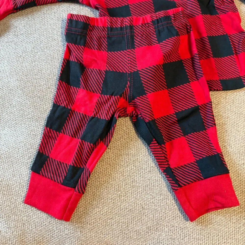carter's baby plaid christmas 2 pc set 3m
